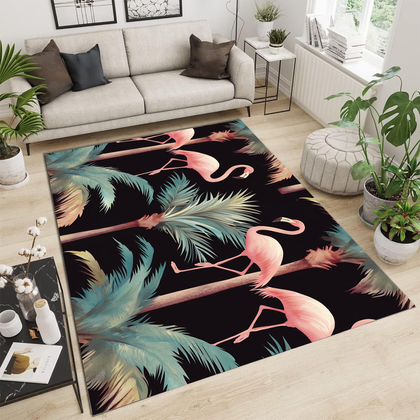 Flamant rose doux paillasson intérieur et tapis de cuisine rétro, moquette de sol 180x270