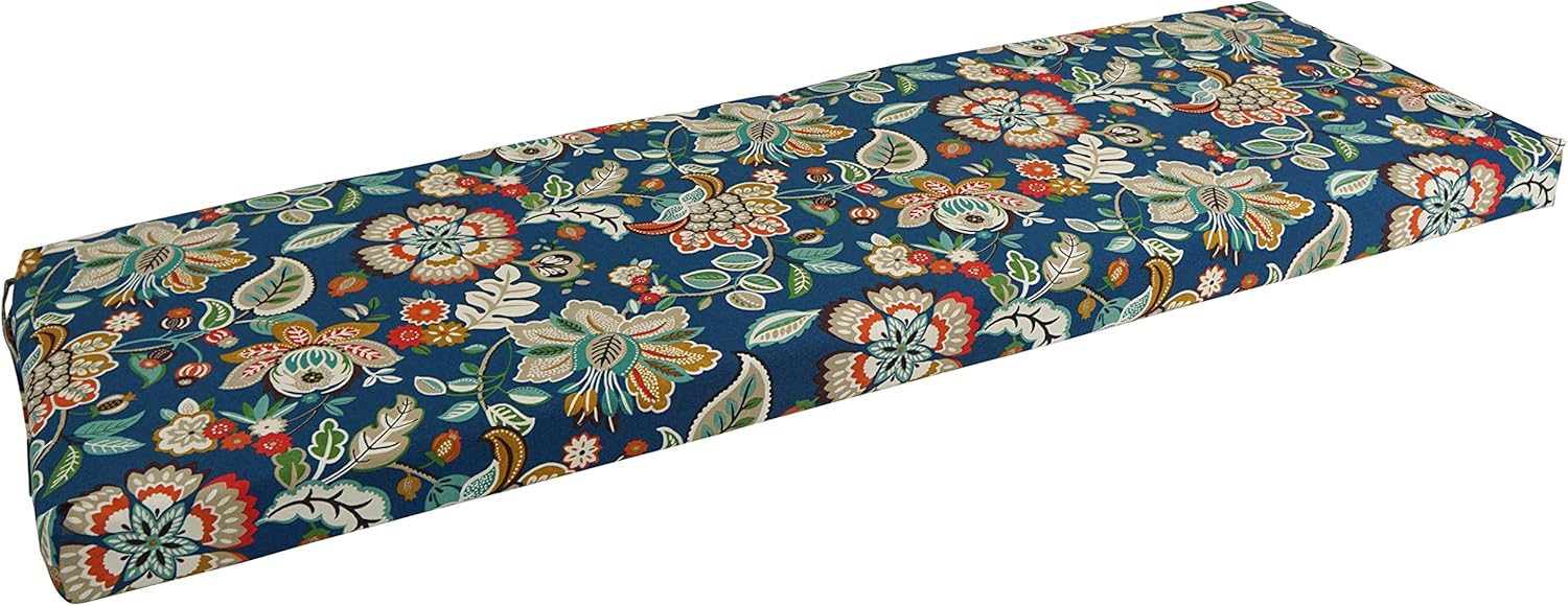 Blazing Needles Outdoor Bench Cushion, 60" x 19", Telfair Peacock 1 Count