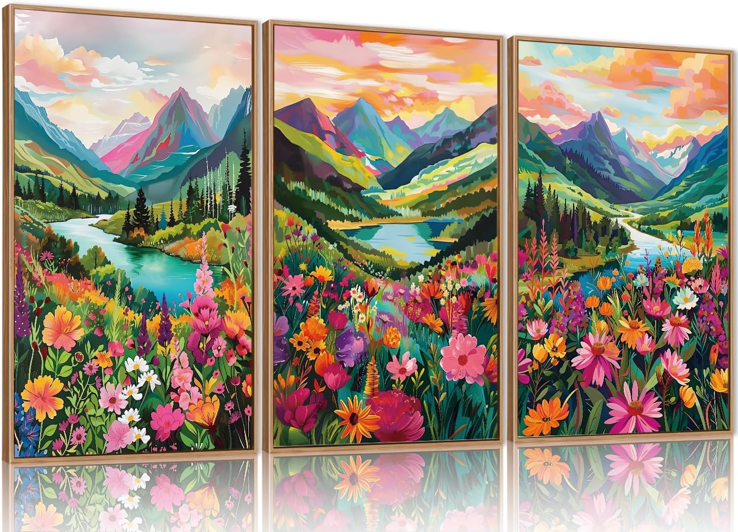 TOARTi Boho Framed Canvas Wall Art Prints,Set of 3 Mid Century Modern Wall Decor,Nature Plants Desert Sun Art Paintings,Bohemian Artwork for Living Room,Bedroom,Dining Room,Office - 16x24inchx3 — view 26