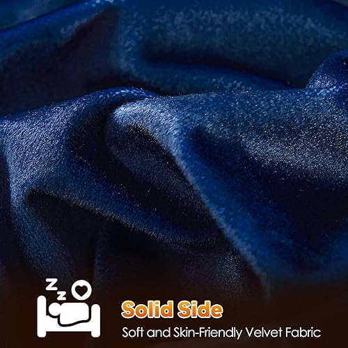 Miniatura 4 de Juego de funda de edredón de terciopelo, 3 piezas, funda de edredón floral ultrasuave tamaño Queen con 2 fundas de almohada, lujoso, juego de funda