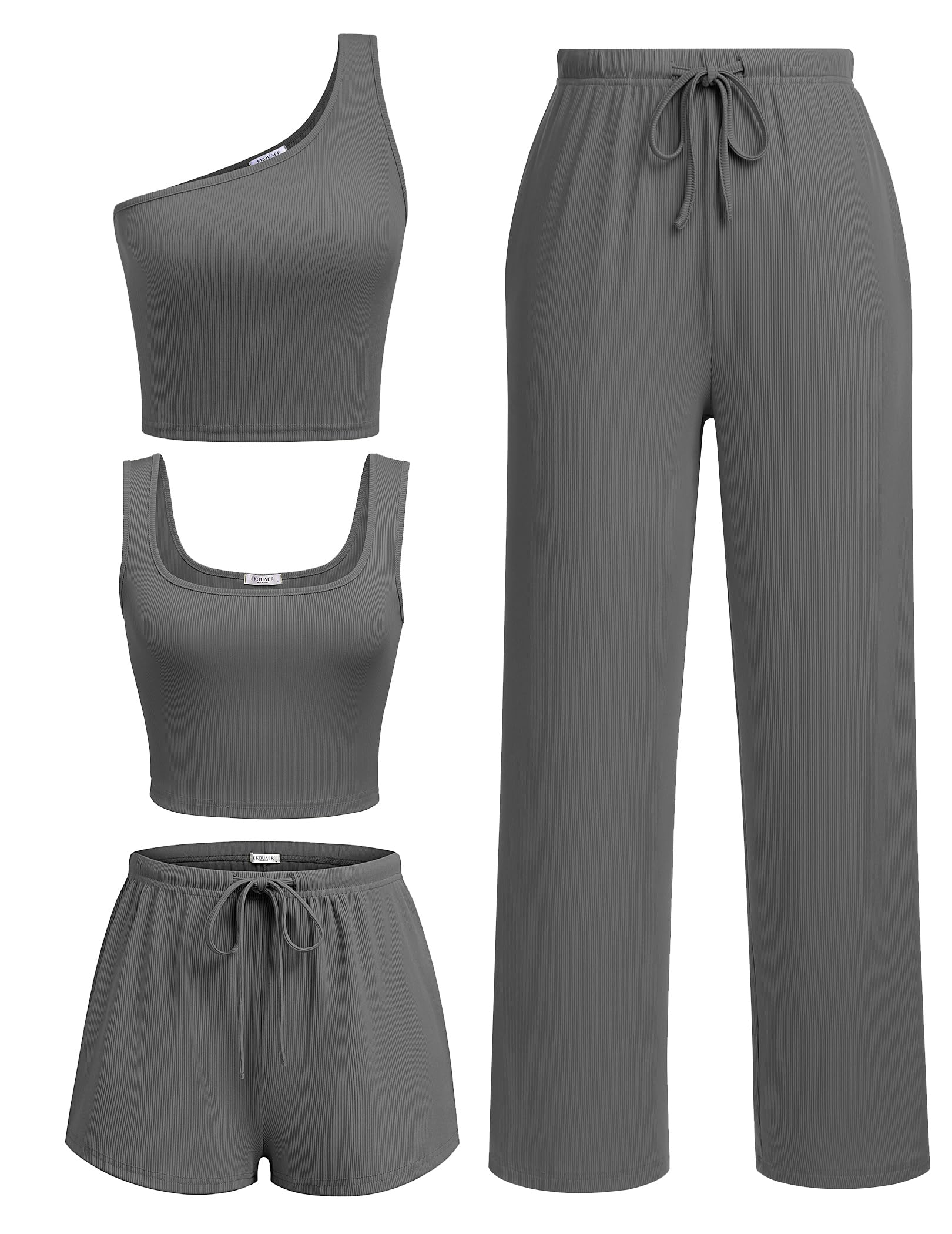 Ekouaer 4 Piece Sets for Women Casual Lounge Sets Summer Vacation Outfits