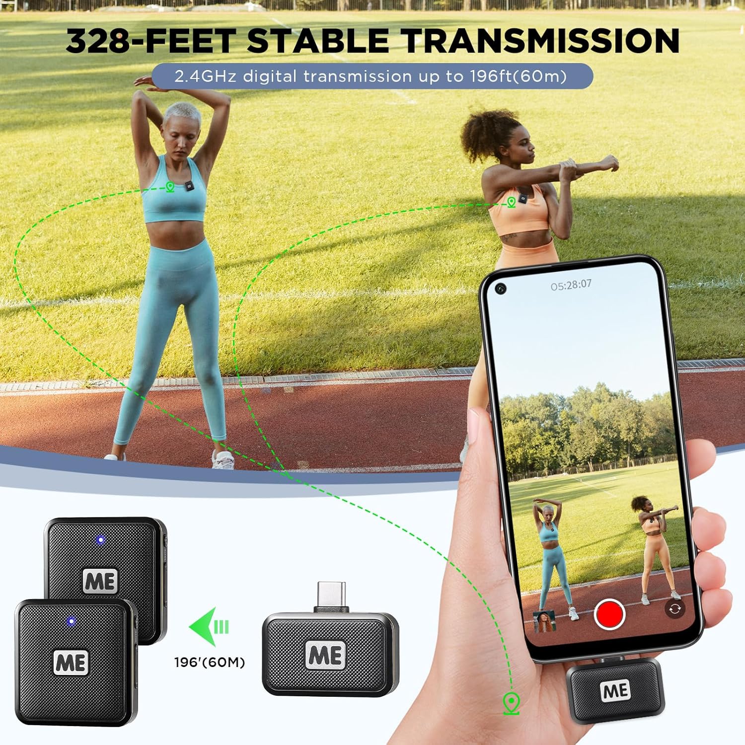 Wireless Lavalier Microphone for Android USB C Smartphone Tablet Noise Cancellation, Gain Control, 196ft Transmission, Wireless Lapel Podcast Microphone Mic for Video Recording Vlog Live Streaming