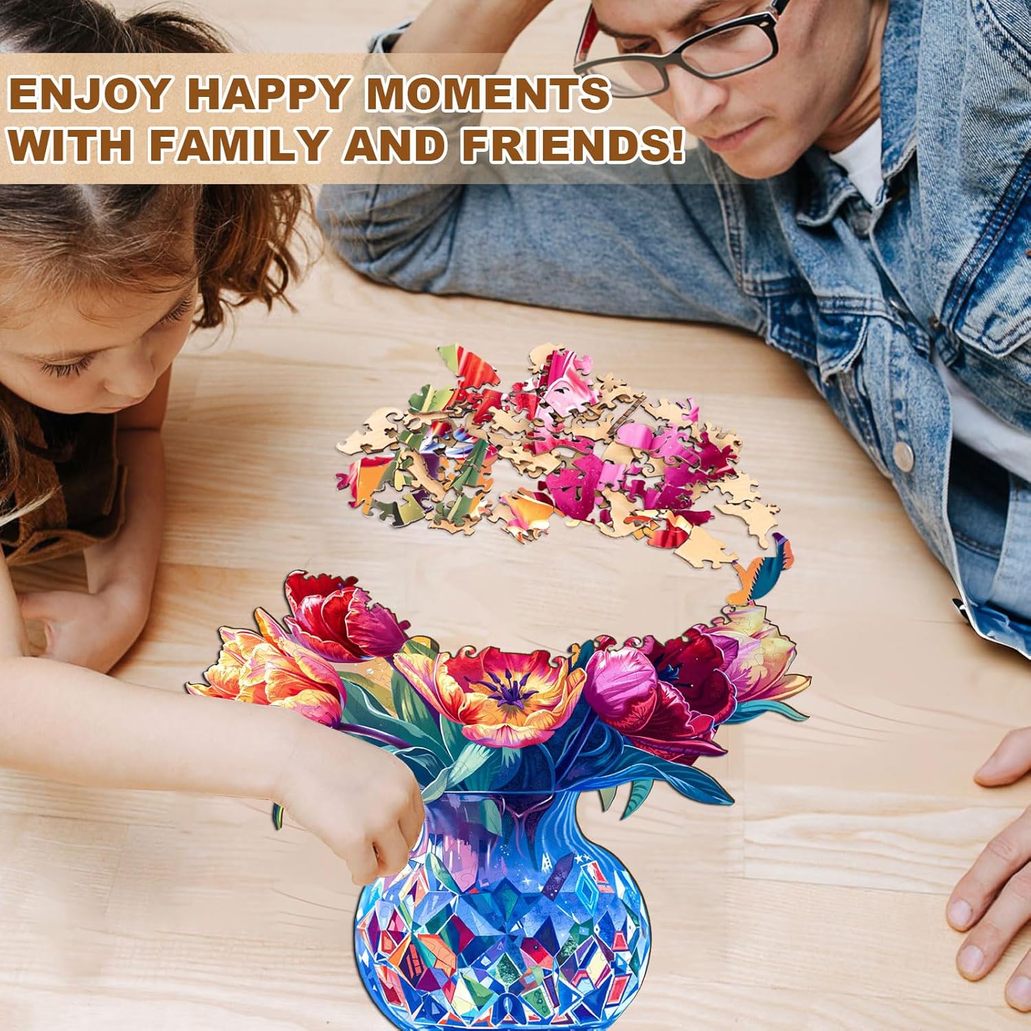 Jigfoxy Wooden Puzzle for Adults, Tulip Jigsaw Puzzles for Adult, Unique Animal Shape Wood Cut Puzzles, Christmas Thanksgiving Gifts for Friends Family (M-11.4 * 11.4in-170pcs)