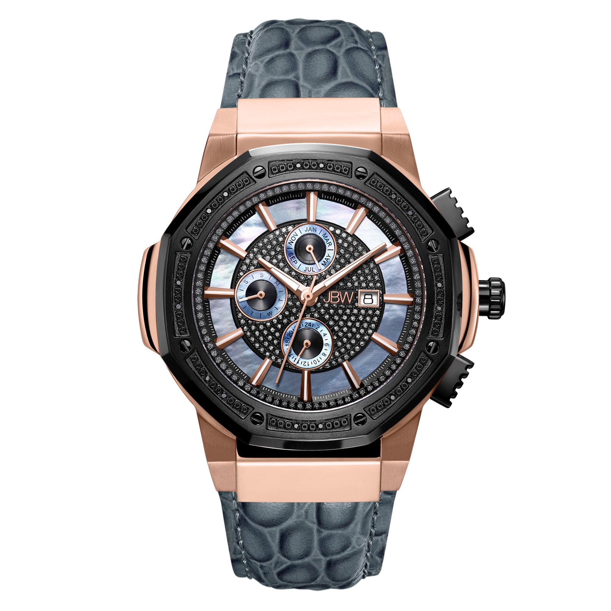 JBW Mens 10-Year Anniversary Saxon 0.16 ctw Diamond Wrist Watch with Leather Bracelet (B07F2MBXW9) Amazon Price History, Amazon Price Tracker