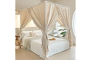 AIKASY Windproof Bed Canopy for Queen Size, Fuss-Free Decor for Perfect Slumber