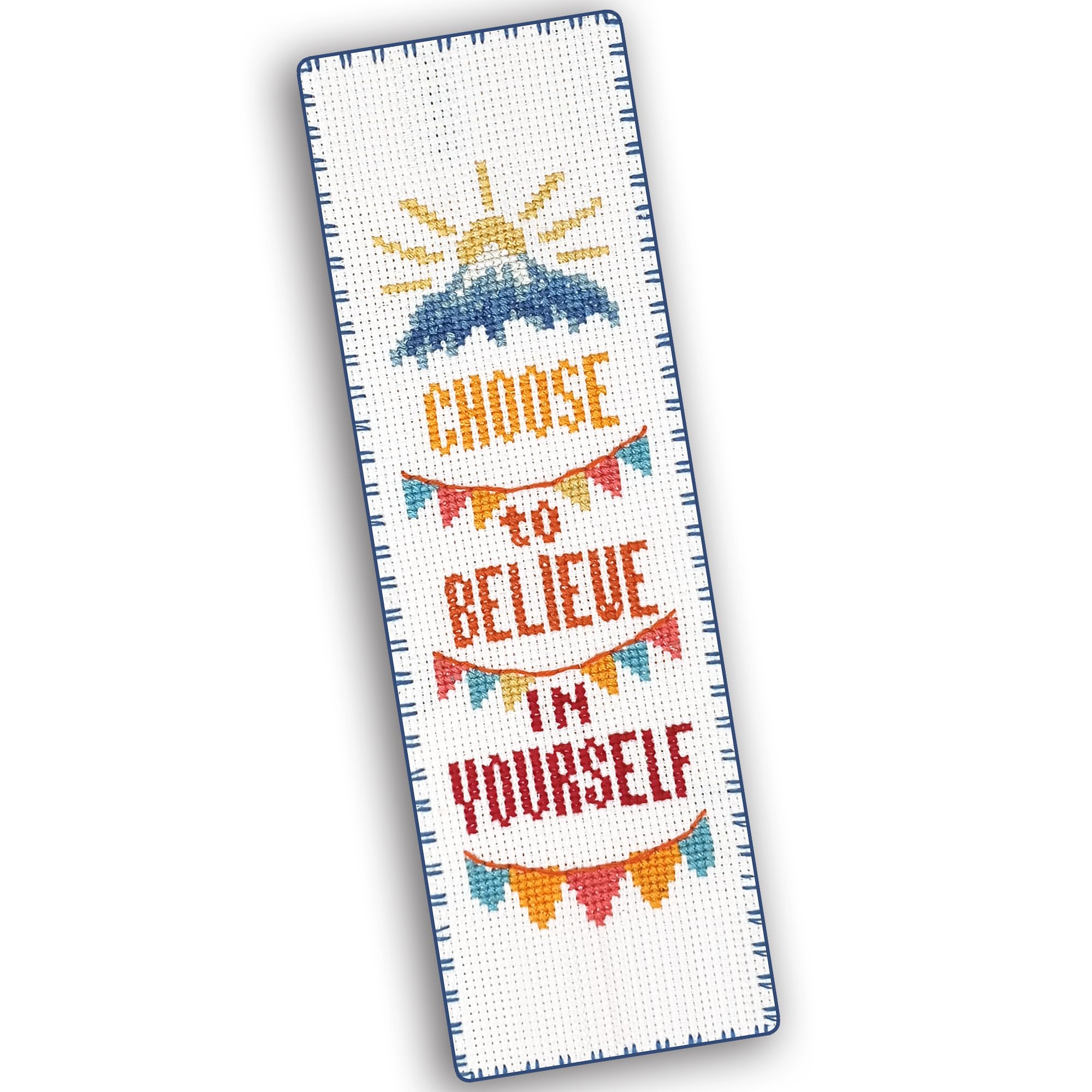 Povitrulya Choose To Believe In Yourself Counted Cross Stitch Kit - Embroidery Set For Diy Bookmark