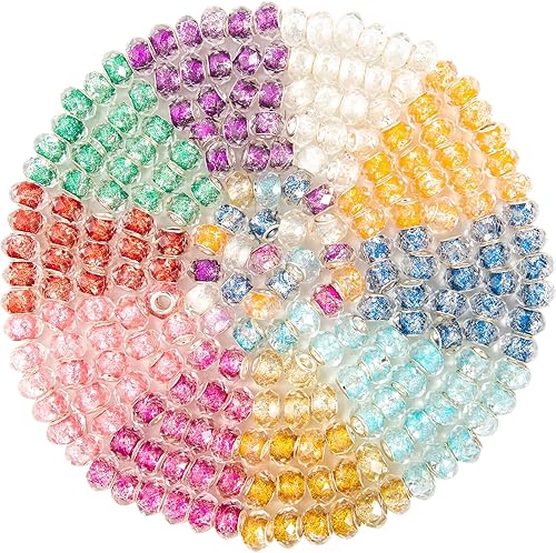 Cuentas espaciadoras europeas de agujeros grandes, cuentas de jardín de hadas, cuentas de agujero grande, cuentas de cristal de colores mezclados,