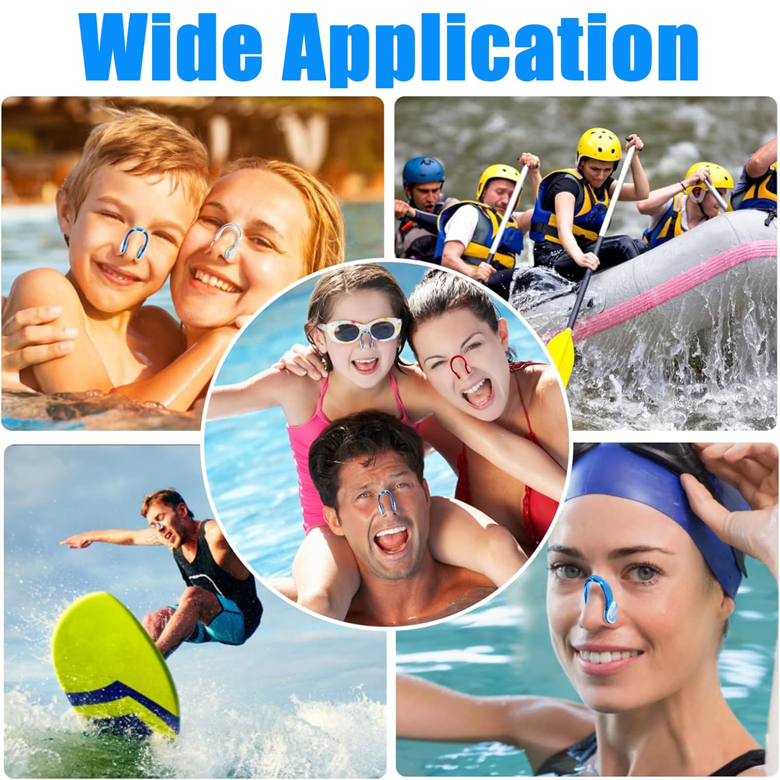 Pinzas de Nariz para Natación,6 PCS Clips de Nariz de Silicona Reutilizables y Antideslizantes para Adultos Niños Principiantes y Buceadores Tapones Nasales para Nadar en Piscina