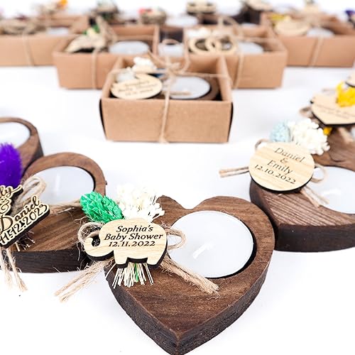 Miniatura 8 de Pack of 10 Heart Shaped Wood Tealight Candle Holder, Bridal Shower Tealight Holder Thank You Gifts, Wedding Party Favors for Guests, Wooden Heart