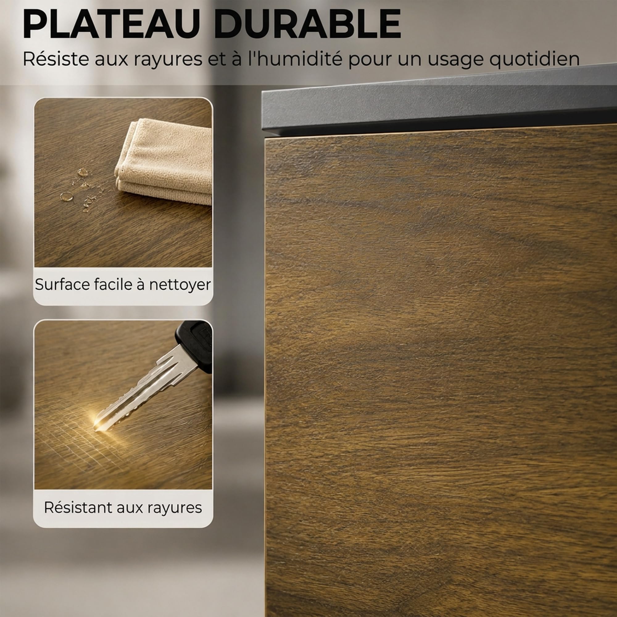 HOMCOM Meuble TV Suspendu ou sur Pied 160cm pour Téléviseur 65 Pouces Noyer