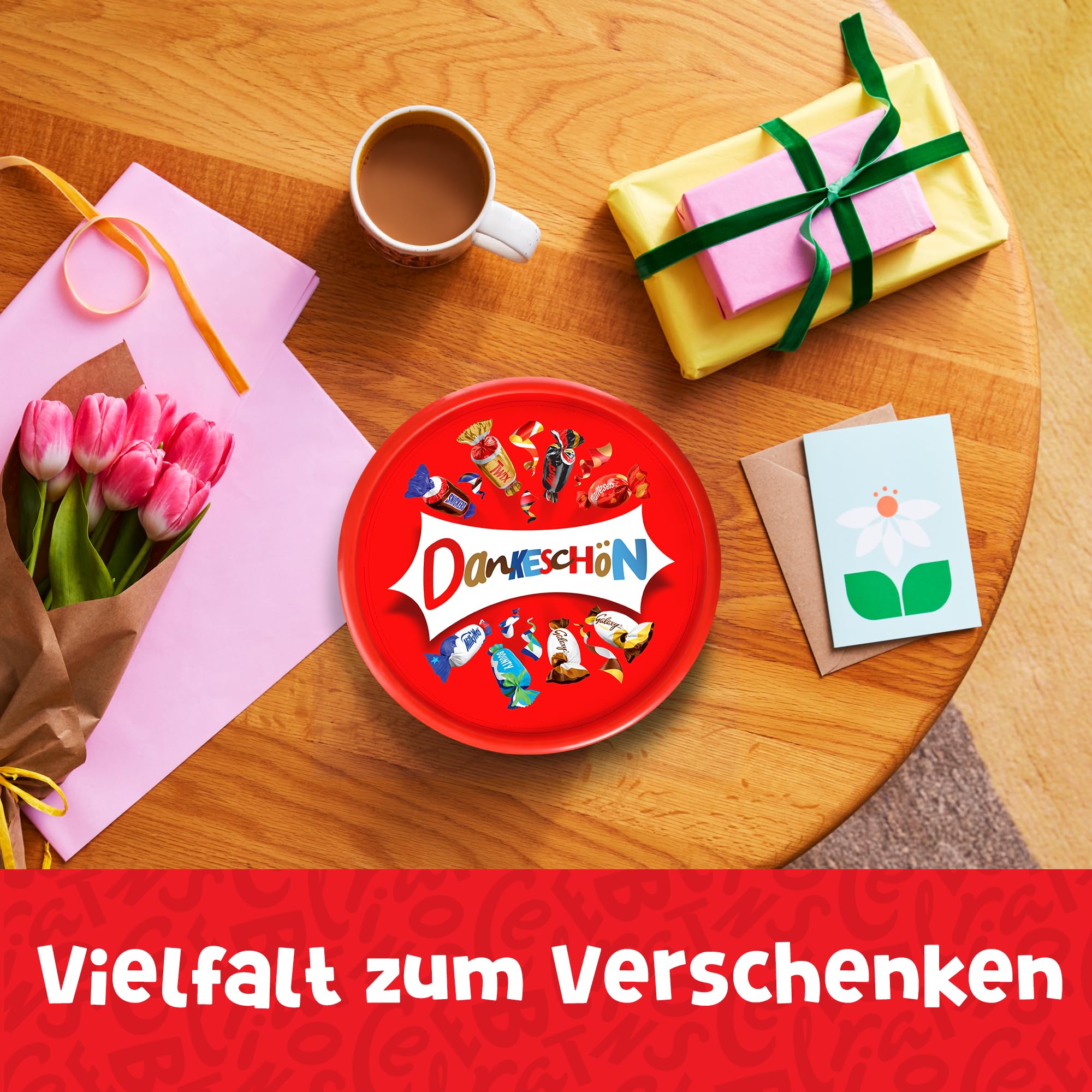Celebrations "Dankeschön" Personalisierte Dose | Pralinenmischung | als Dankeschön | Geschenkbox | 1x 600-g-Dose