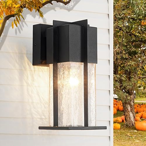 Luz de porche del anochecer al amanecer iluminación de pared moderna para exteriores con vidrio agrietado lámpara exterior impermeable para montaje