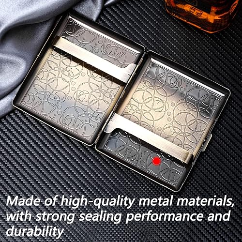 Miniatura 10 de Goshentech Retro caso, metal plateado metálico brillante negro, capacidad 20 para 3.937 in doble cara resorte clip abierto bolsillo titular (negro)