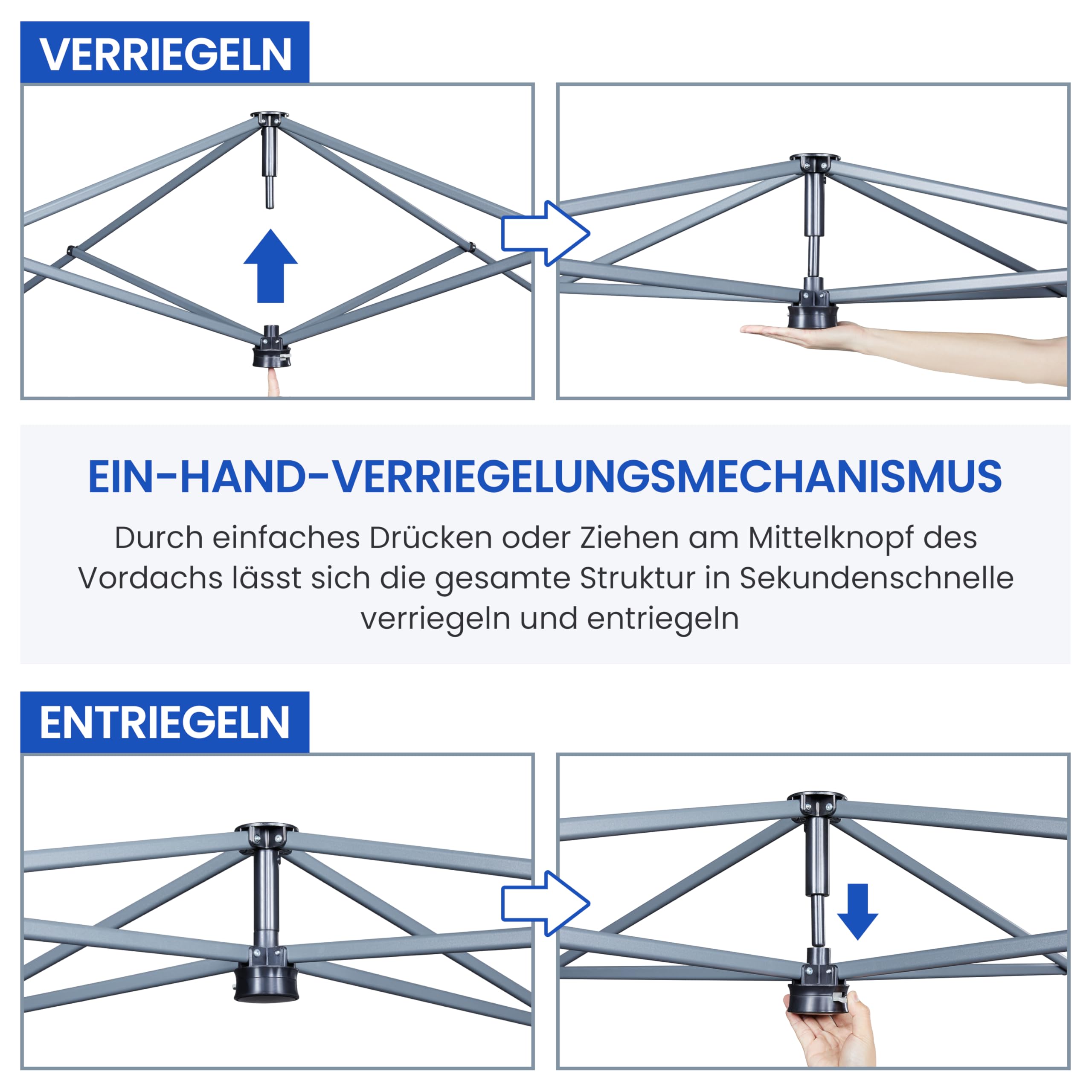 Yaheetech Faltpavillon 3x3m Pop Up Pavillon Wasserdicht Stabil Winterfest Gartenpavillon auf Rollen Gartenzelt Höhenverstellbar mit Tragtasche, Blau