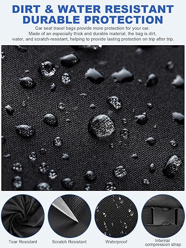 Miniatura 4 de Bolsa de viaje para asiento de automóvil, funda de asiento de bebé fácil de transportar para viajes aéreos, equipo esencial de viaje para bebés para