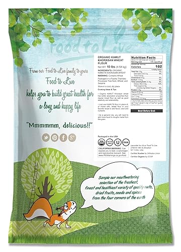 Miniatura 2 de Food to Live Harina de trigo KAMUT Khorasan orgánica, 10 libras de polvo molido de piedra, 100% harina integral, sin OMG, Kosher, a granel