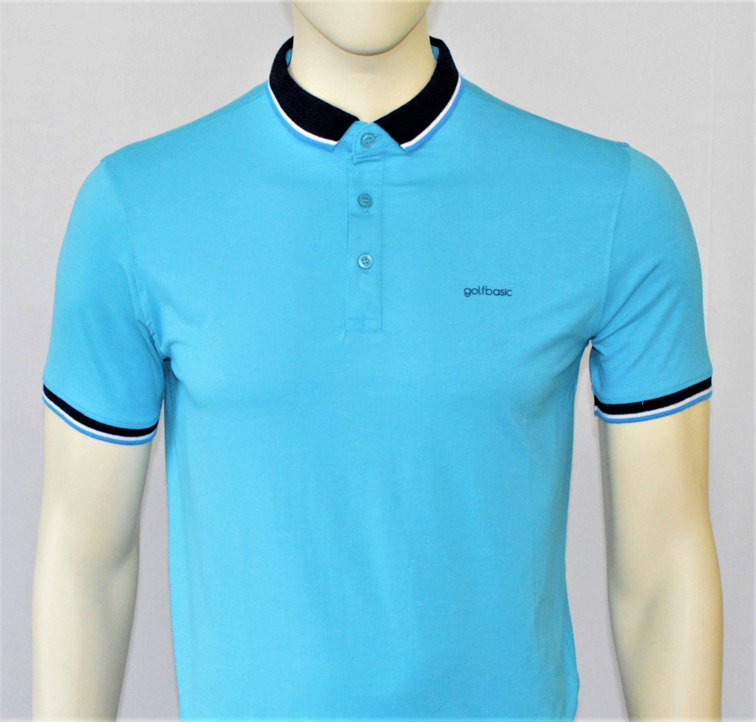 GolfBasic Cotton Tshirts (Sky Blue, 2XL)