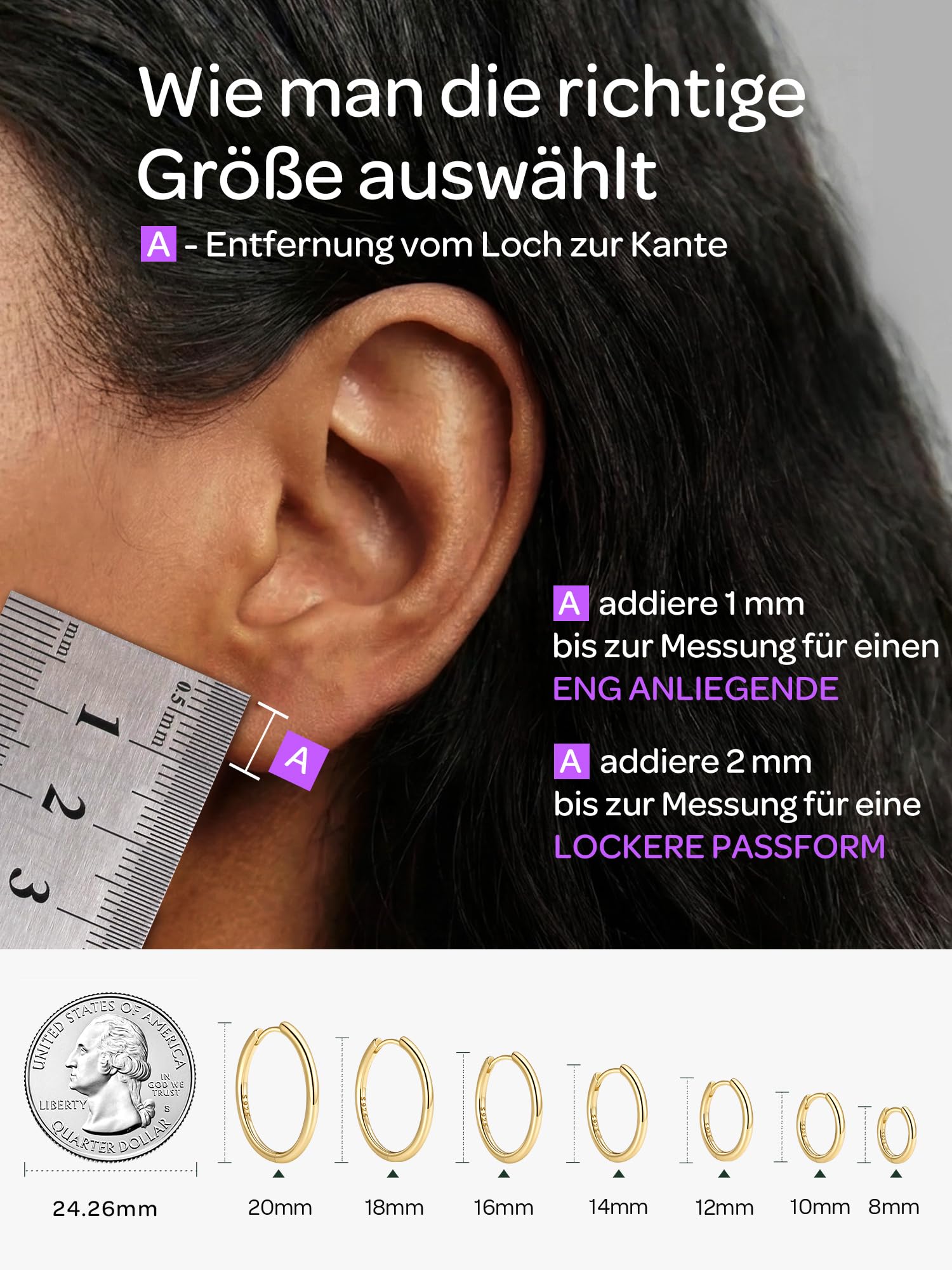 ChicSilver Creolen Gold Klein Ohrringe Silber 925 Rund Hoop Earrings Damen