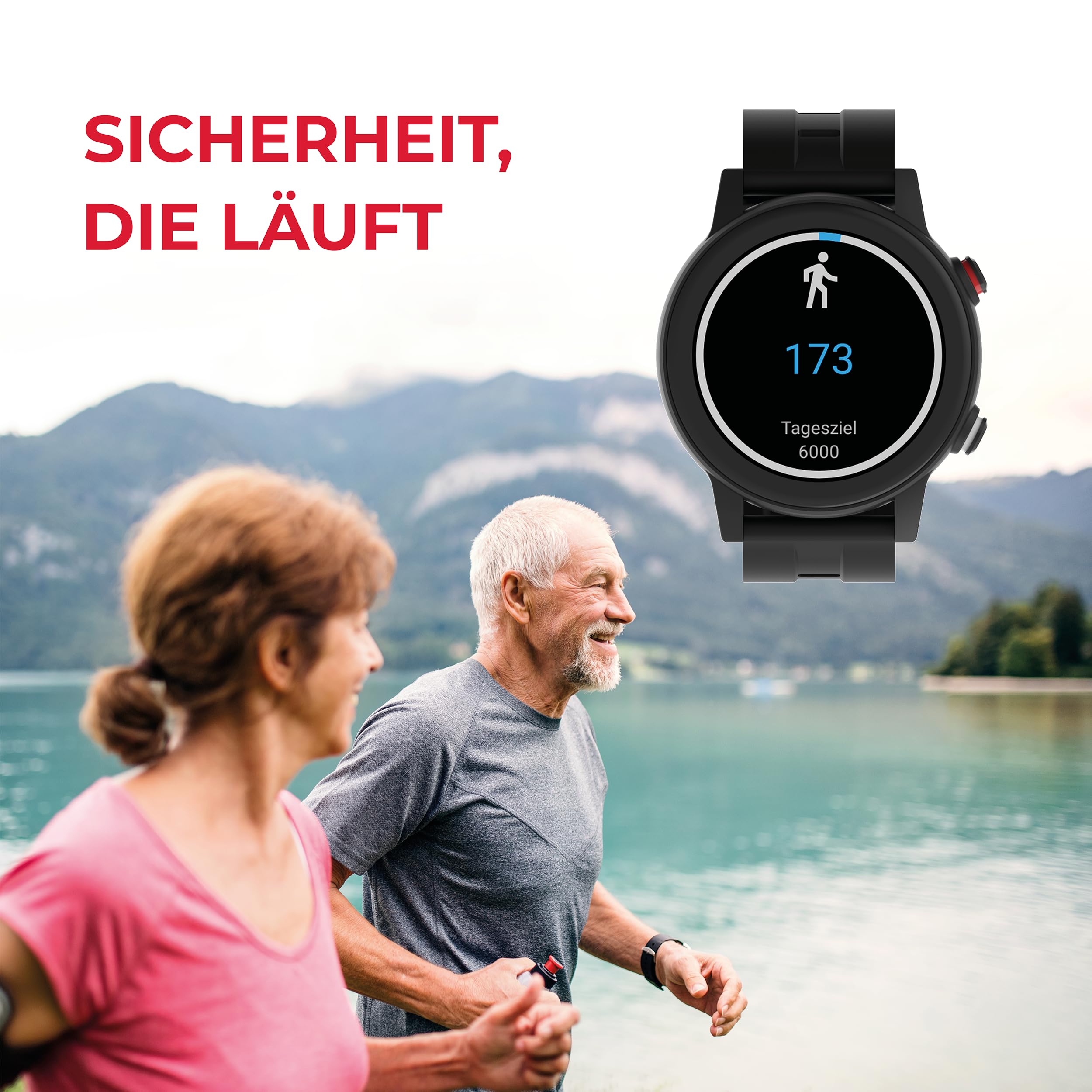 James R9 (schwarz) Notruf– GPS Ortung, Sturzerkennung, Notrufknopf, Gesundheitsfunktionen & Familien-App inkl. SIM (Schwarz, R9)