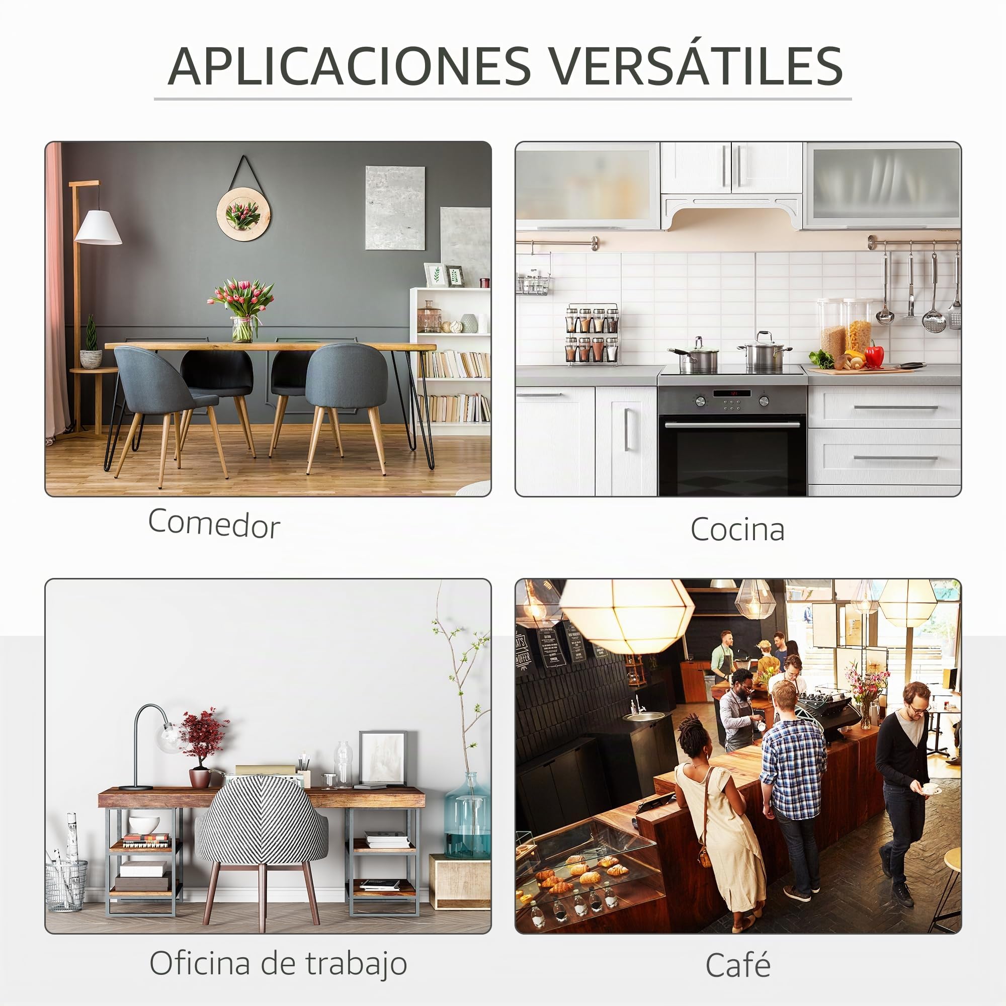 HOMCOM Sillas de Comedor diseño escandinavo Set de 2 Lino Gris | Patas de madera de haya cónicas, asiento/respaldo/brazos ergonómicos.