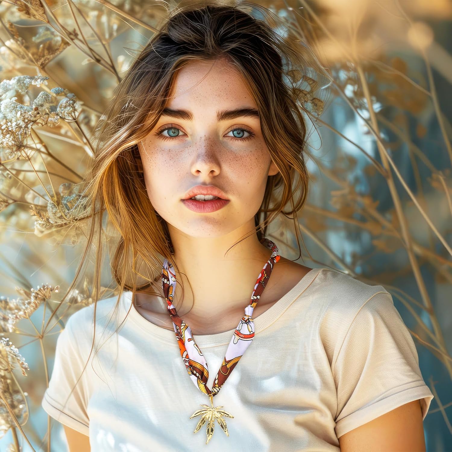 9 Sets Scarf Necklace with Charm for Women Silk Bandana Necklace Choker Jewelry for Adult Teacher Lady Birthday Valentines Mothers Day Gift - Image 5