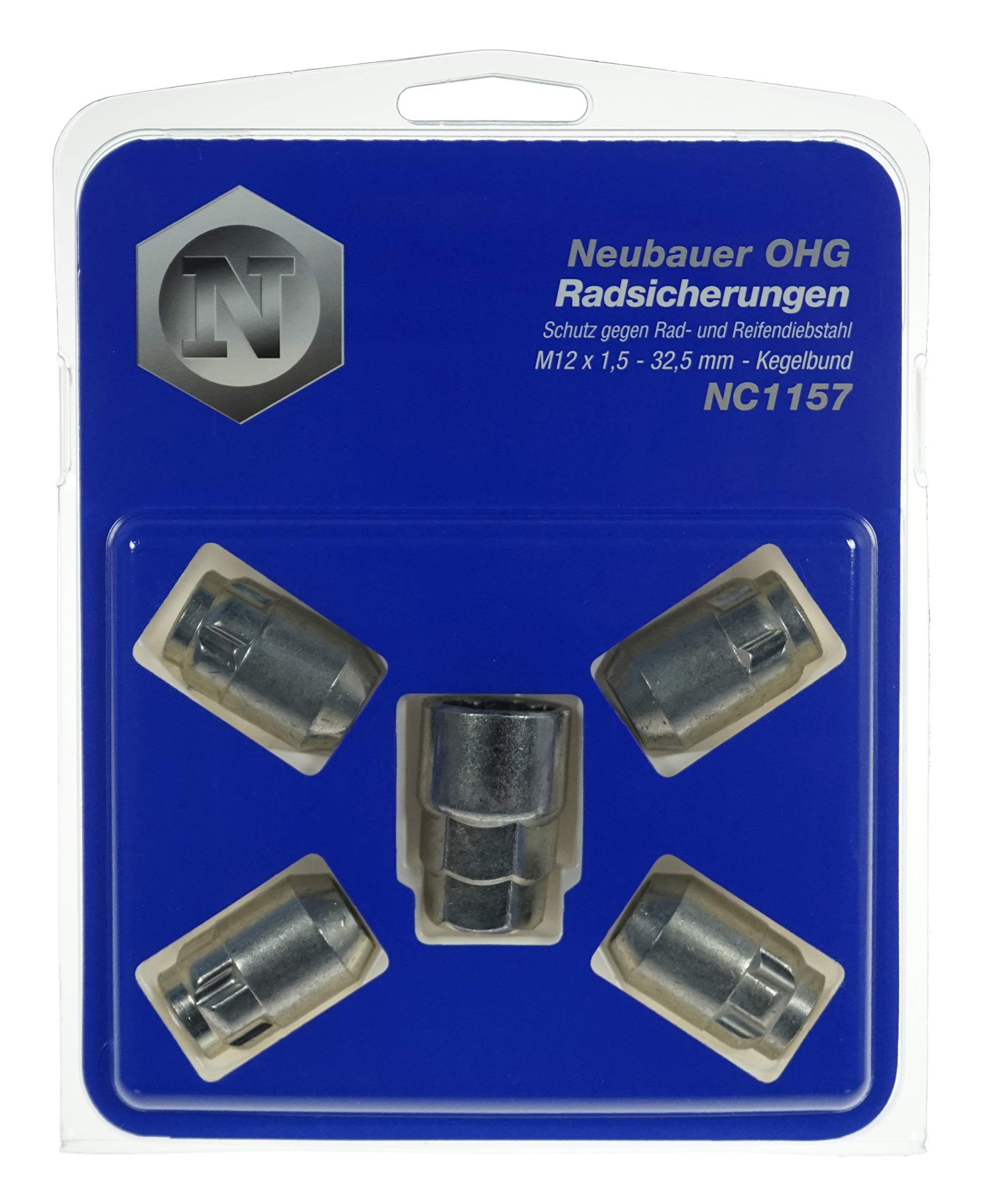 NC1157 nakrętki zabezpieczające przed kradzieżą kół M12 x 1,5, gniazdo stożkowe, długość całkowita 32,5 mm, szerokość klucza 19 mm / 21 mm