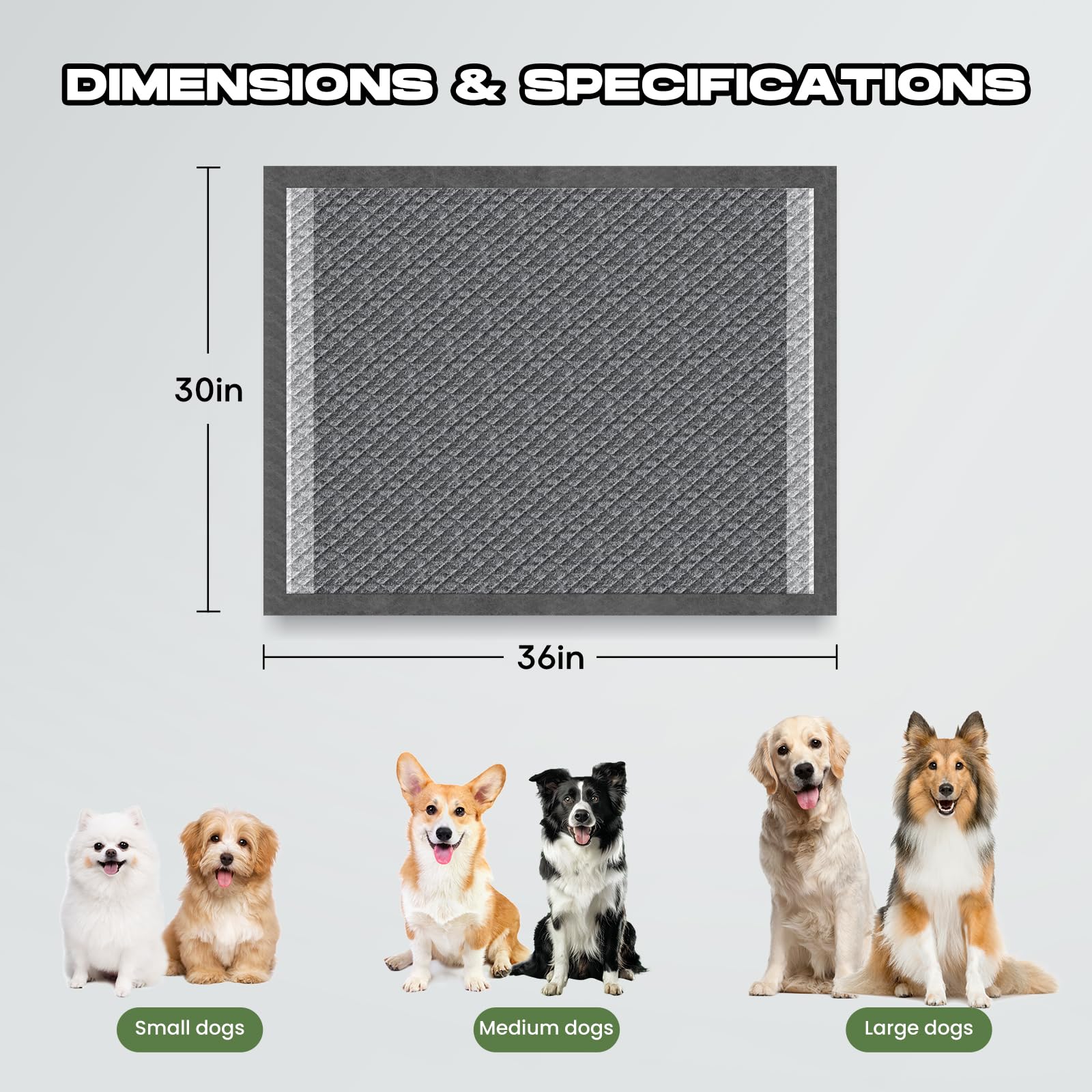 Empapador, Almohadillas para Orina de Perro, Extra Grandes de 30 x 36 Pulgadas, Almohadillas de Carbón para Cachorros, 50 Unidades, Desechables, de Carbón Activado, Súper Absorbentes