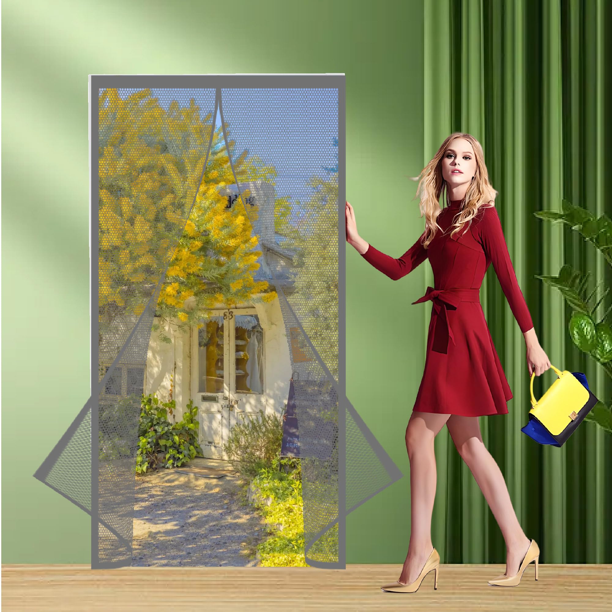 Moustiquaire coulissante haut de gamme 165 x 224 cm grise pour porte