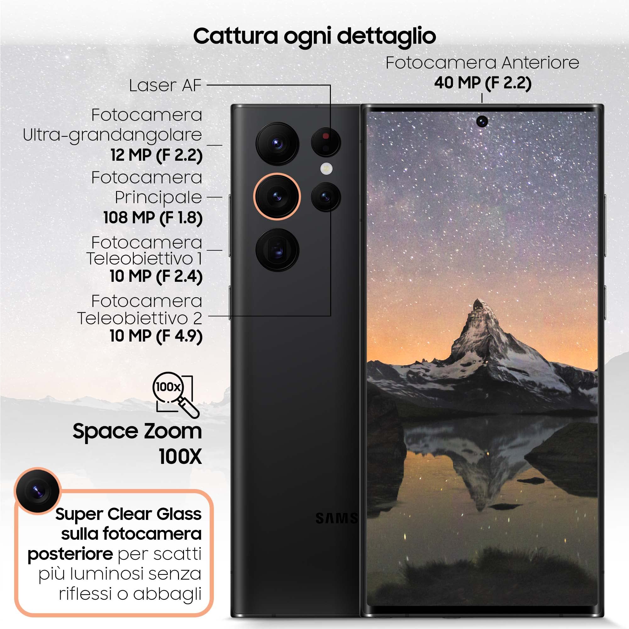 SAMSUNG Galaxy S22 Ultra 5G Smartphone Android senza SIM, 12GB RAM 512 GB, Phantom Black 2022 [Versione Italiana] (Ricondizionato)