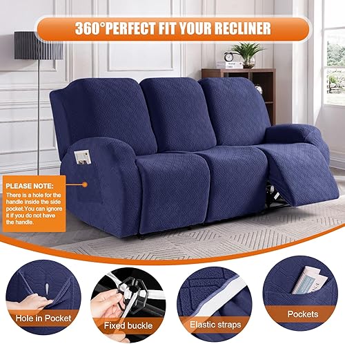 Vista 37 de VANSOFY Funda para silla reclinable, 3 piezas, fundas elásticas para silla reclinable, funda suave para silla reclinable, protector de muebles