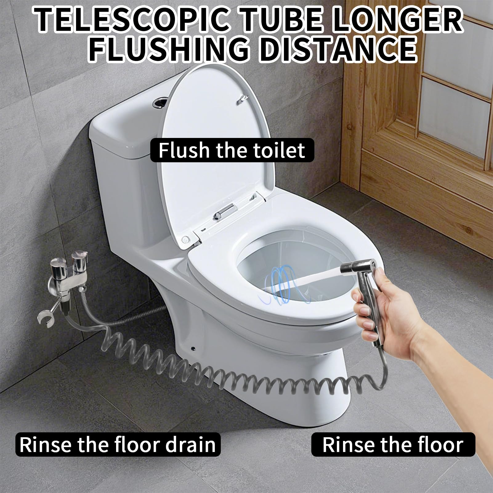 MI CASA Handheld Bidet Sprayer for Toilet Stainless Steel Bidet Sprayer Kit with 1-in-2-out Dual Control Valve Faucet and Hose or Feminine Wash - Image 2