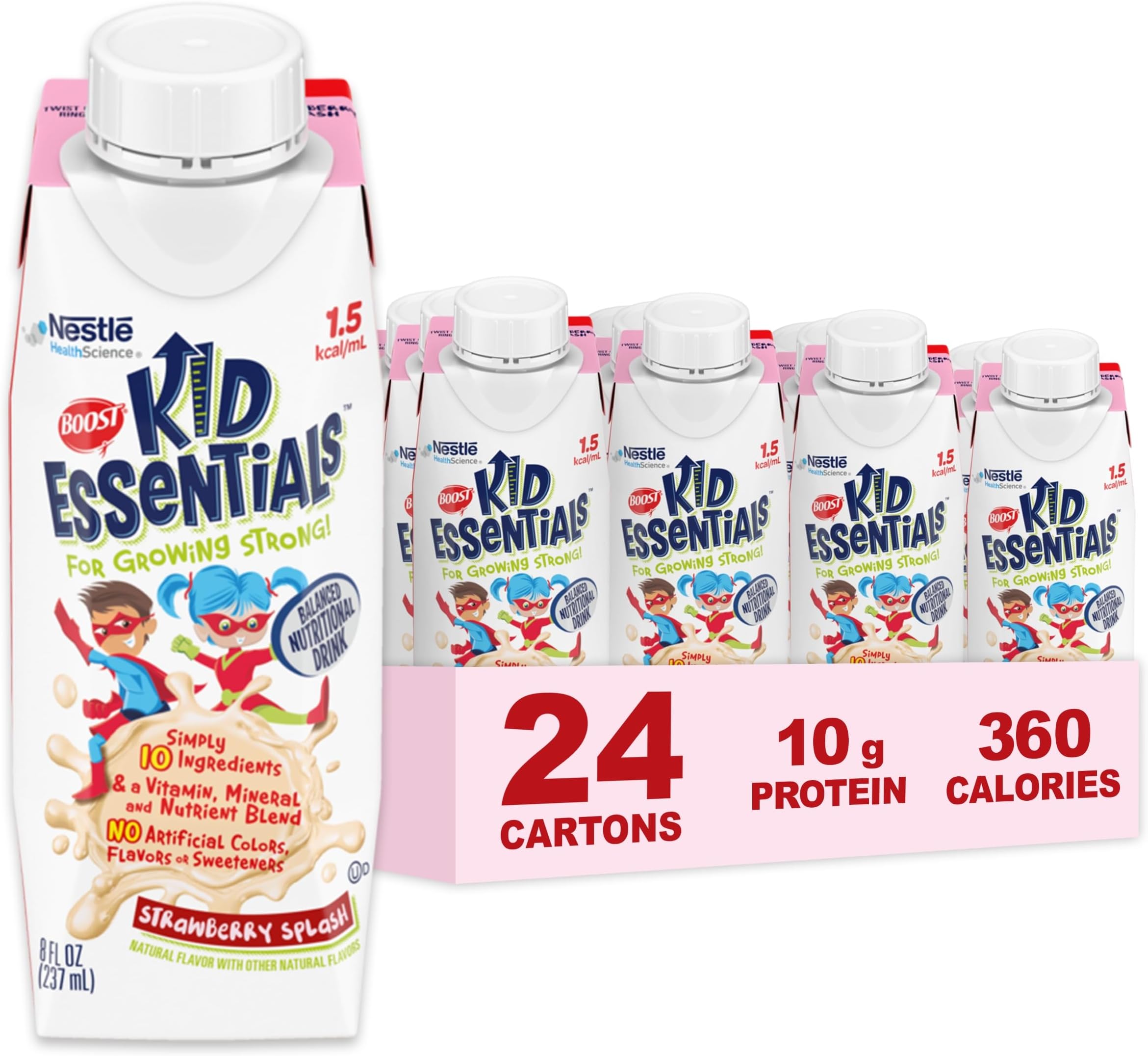 KID ESSENTIALS 1.5, Strawberry Splash, 8 Fl oz (Pack of 24)