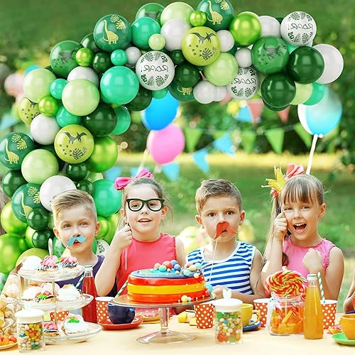 Vista 6 de Arco de globos de dinosaurio, 100 decoraciones de fiesta de dinosaurios, suministros de fiesta de cumpleaños de dinosaurios para fiestas infantiles