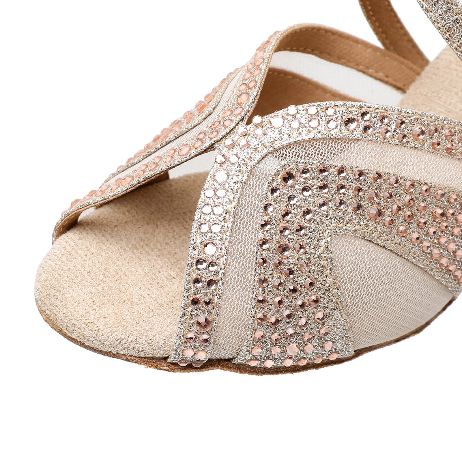 Rosefinch Damen Latin Tanzschuhe Ballsaal Salsa Performance Strass Tanzschuhe Hochzeit Party 5/7cm Absatz