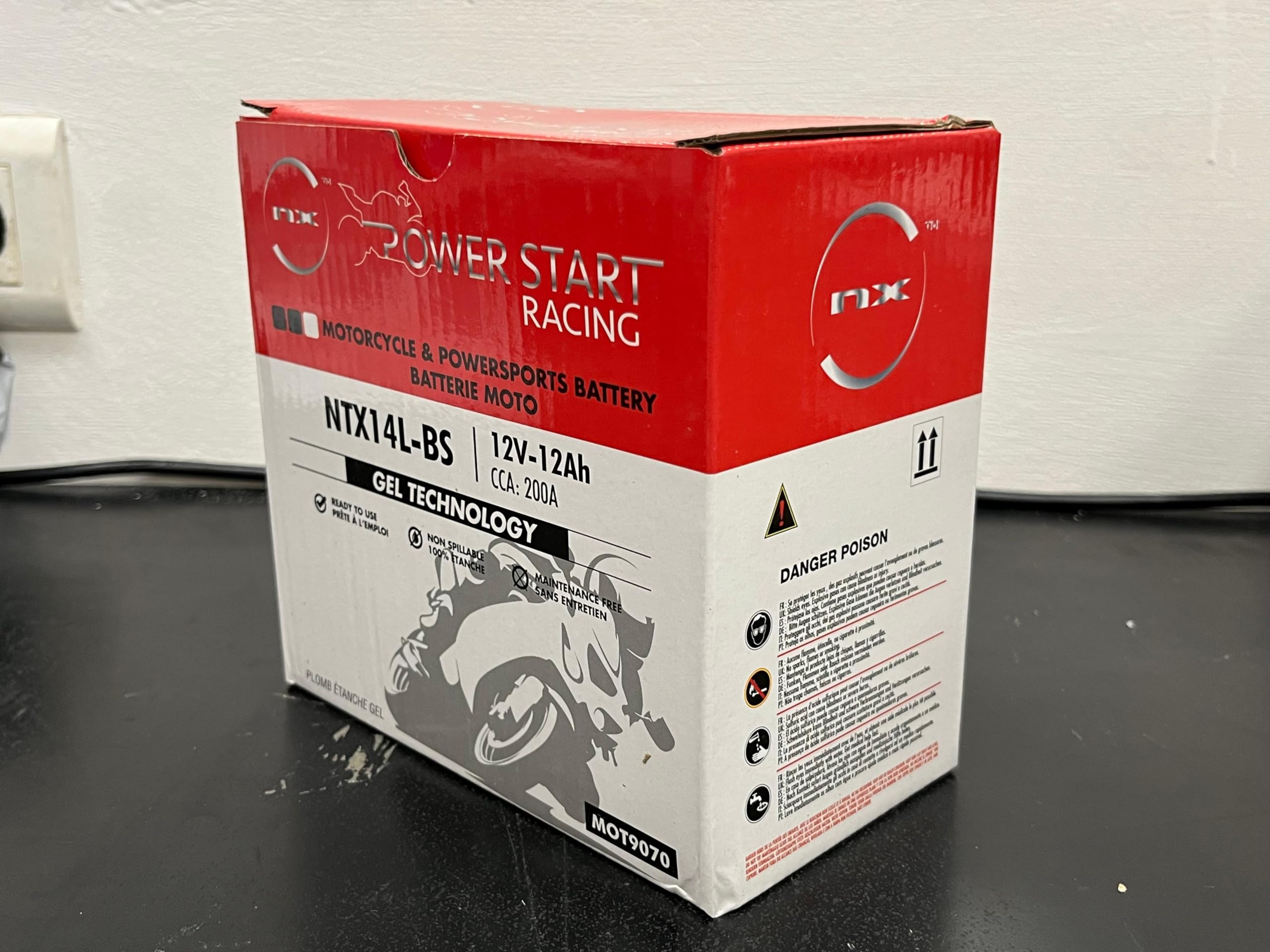 NX Batería moto Gel NTX14L-BS / YTX14L-BS / YTX16L 12V 12Ah