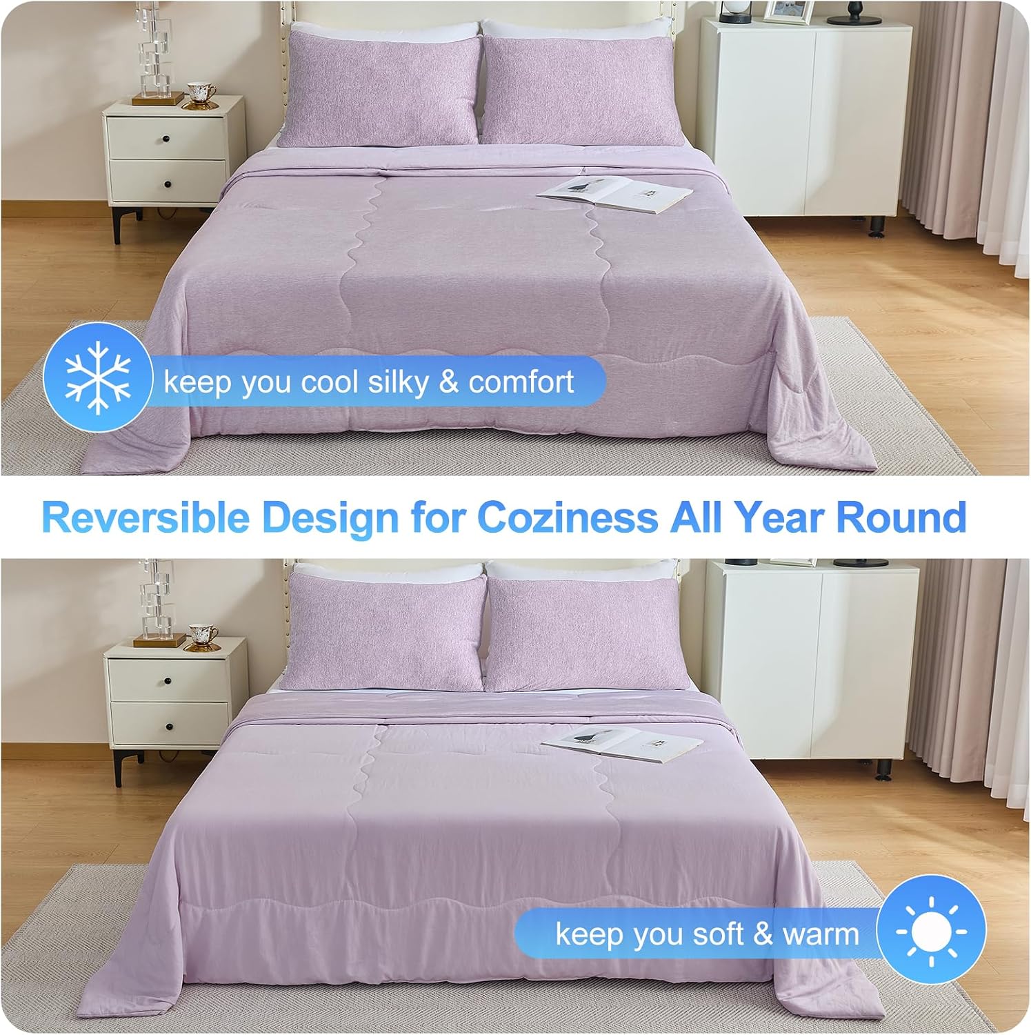 CHOSHOME Cooling Comforter, Cooling Blanket for Hot Sleeper, Q-Max 0.45 Arc-Chill Cooling Fiber, Cool Soft Thin Breathable Summer Blanket for Bed, Couch (60" x 90", Purple)
