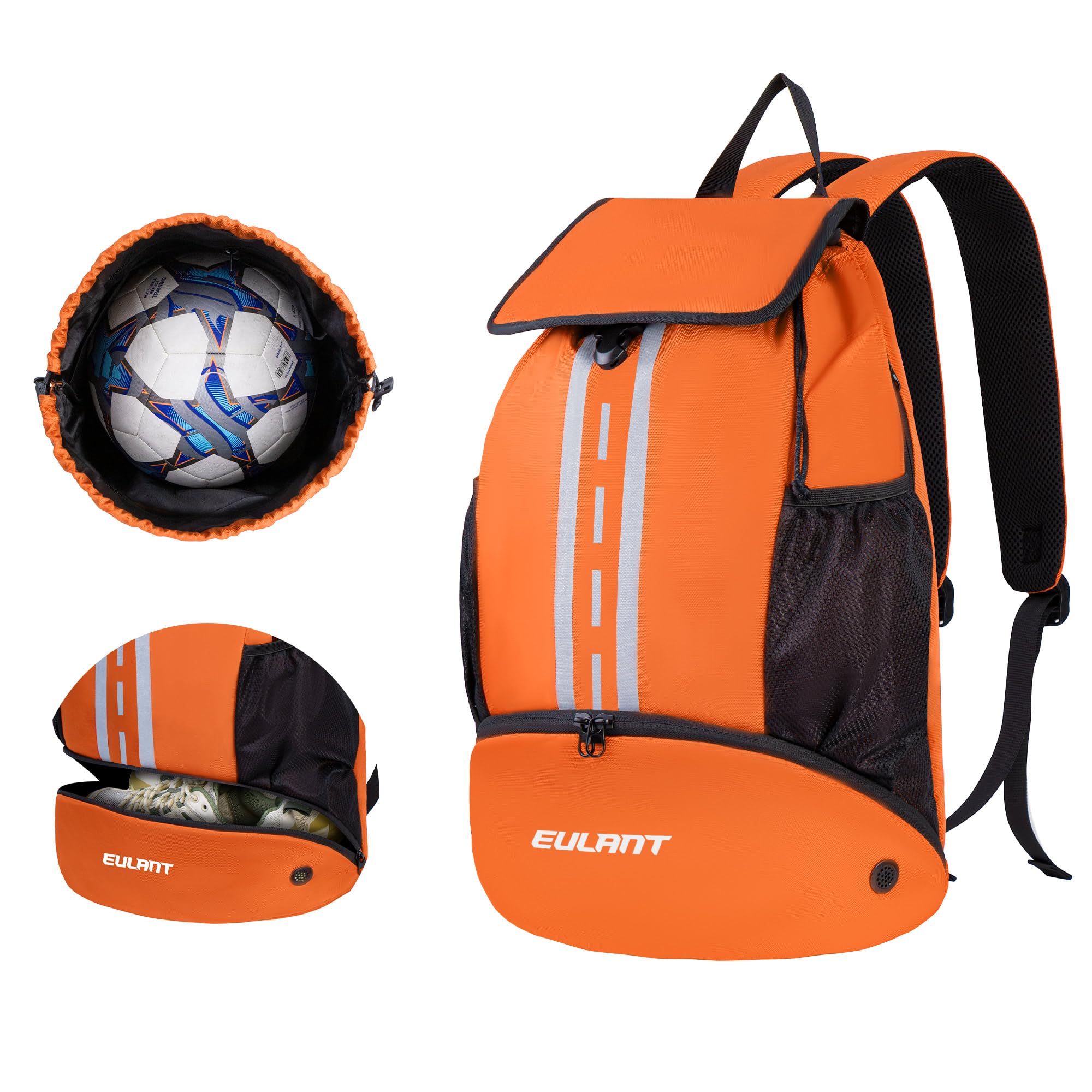 EULANT Upgraded Football Backpacks with Shoe Compartment,Multifunctional Backpack with Bottom Compartment,Waterproof Sports Bags for Basketball Swimming Camping Training Beach, Dry Wet Separation