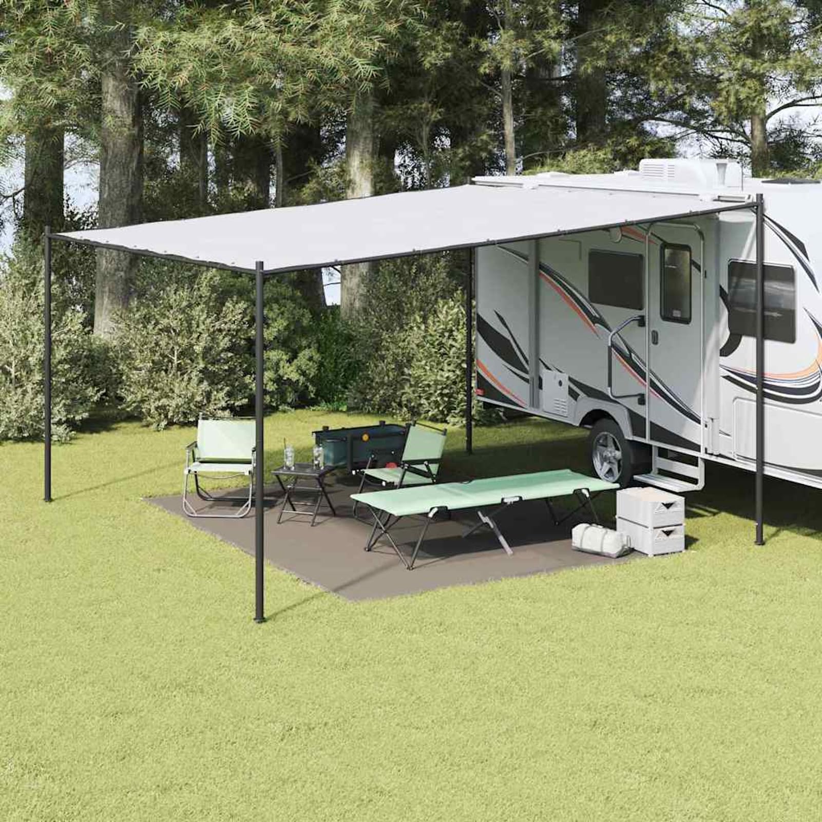 Gecheer Zeltzubehör Hellgrau Polyester 300 x 400 cm Zelteppich Zeltdeckel Picknickdecke Wohnwagen Balkon Outdoor