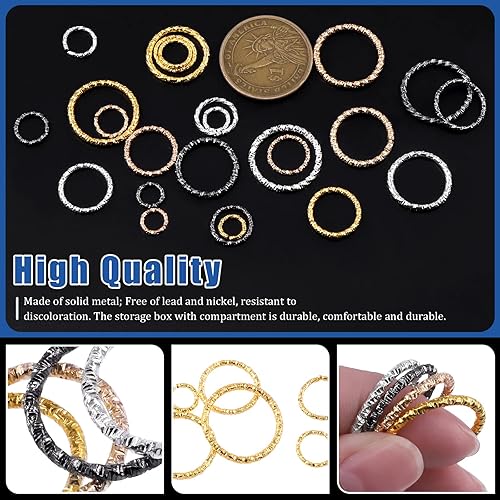 Miniatura 3 de Glarks Juego de 1000 anillos torcidos de 0.315 in, 0.394 in, 0.472 in, 0.591 in y 0.709 in, 4 colores abiertos, anillos de salto abiertos para