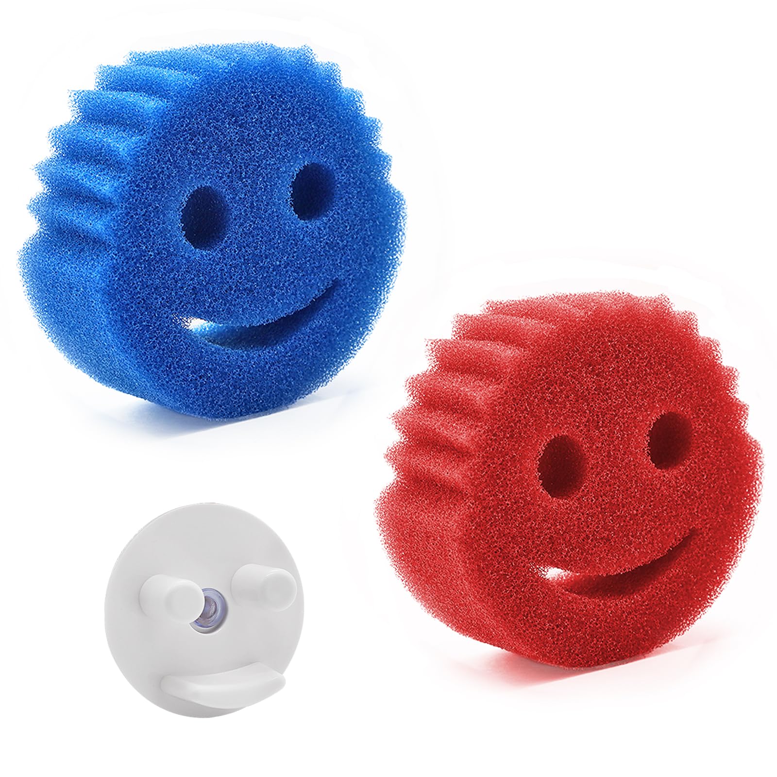Iceten2 Pcs scrub daddy holder, Smiley Face Sponge Holder with Sponge, Sink Sponge Holder with Suction Cups for Cleaning and Washing Up(Sponges Included)