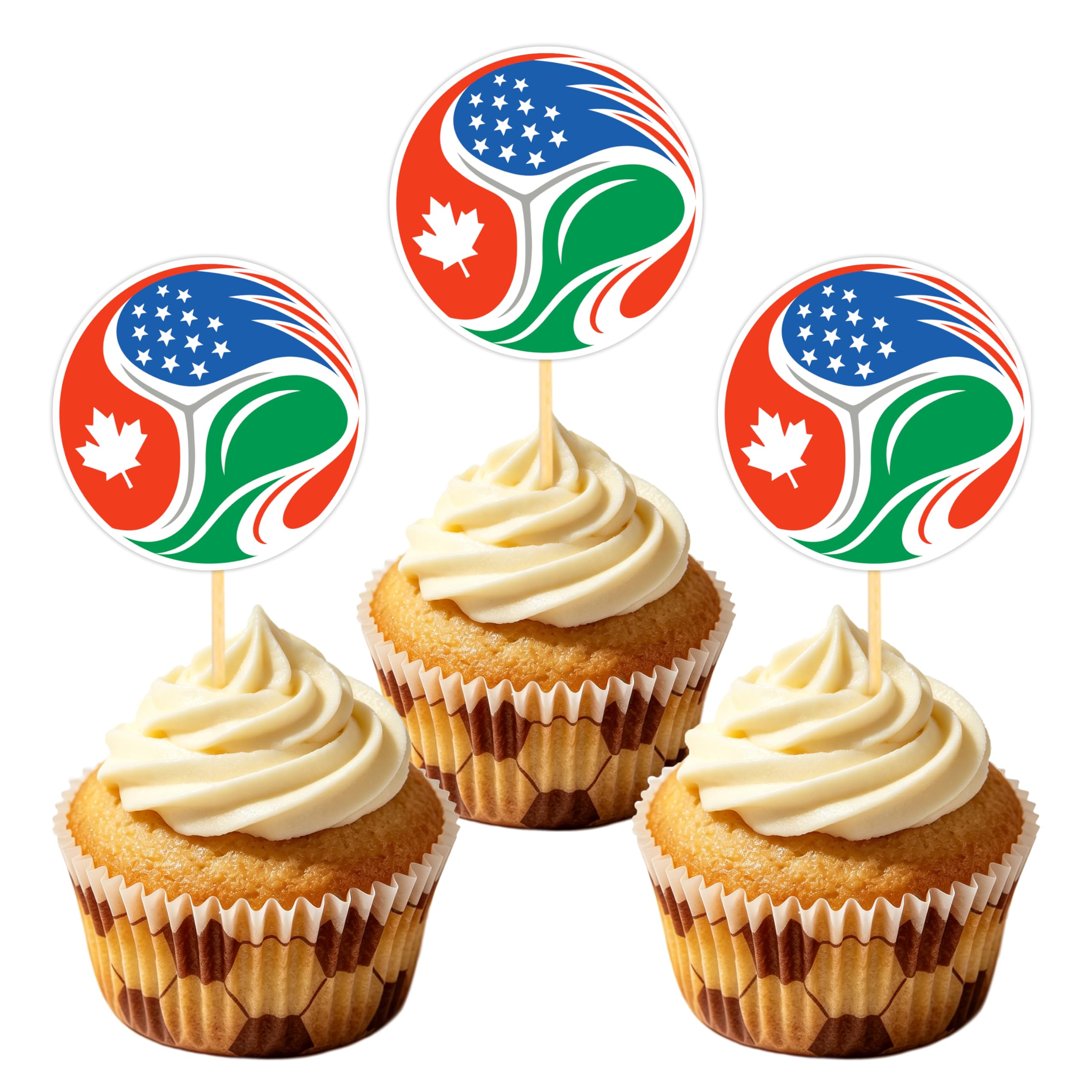 Football Cupcake Topper World Cup 2026 Football Decoration, Football Party Supplies for Girls Birthday Decorations (Style E)