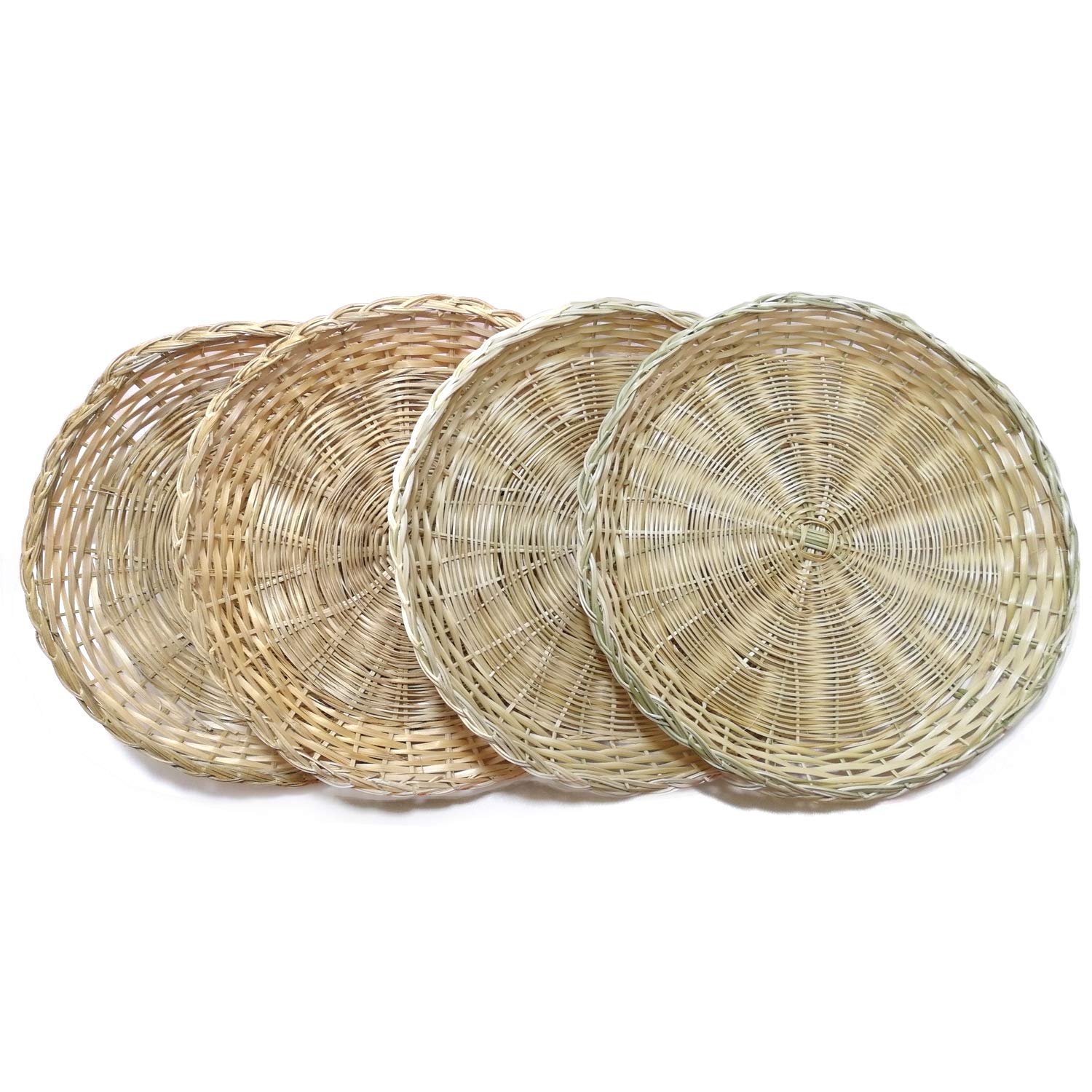 BB HOME, ZHONGER BHO Hand Weave Bamboo Paper Plate Holder 10in Set of 4 for Picnic Home Party and Daily Dinning