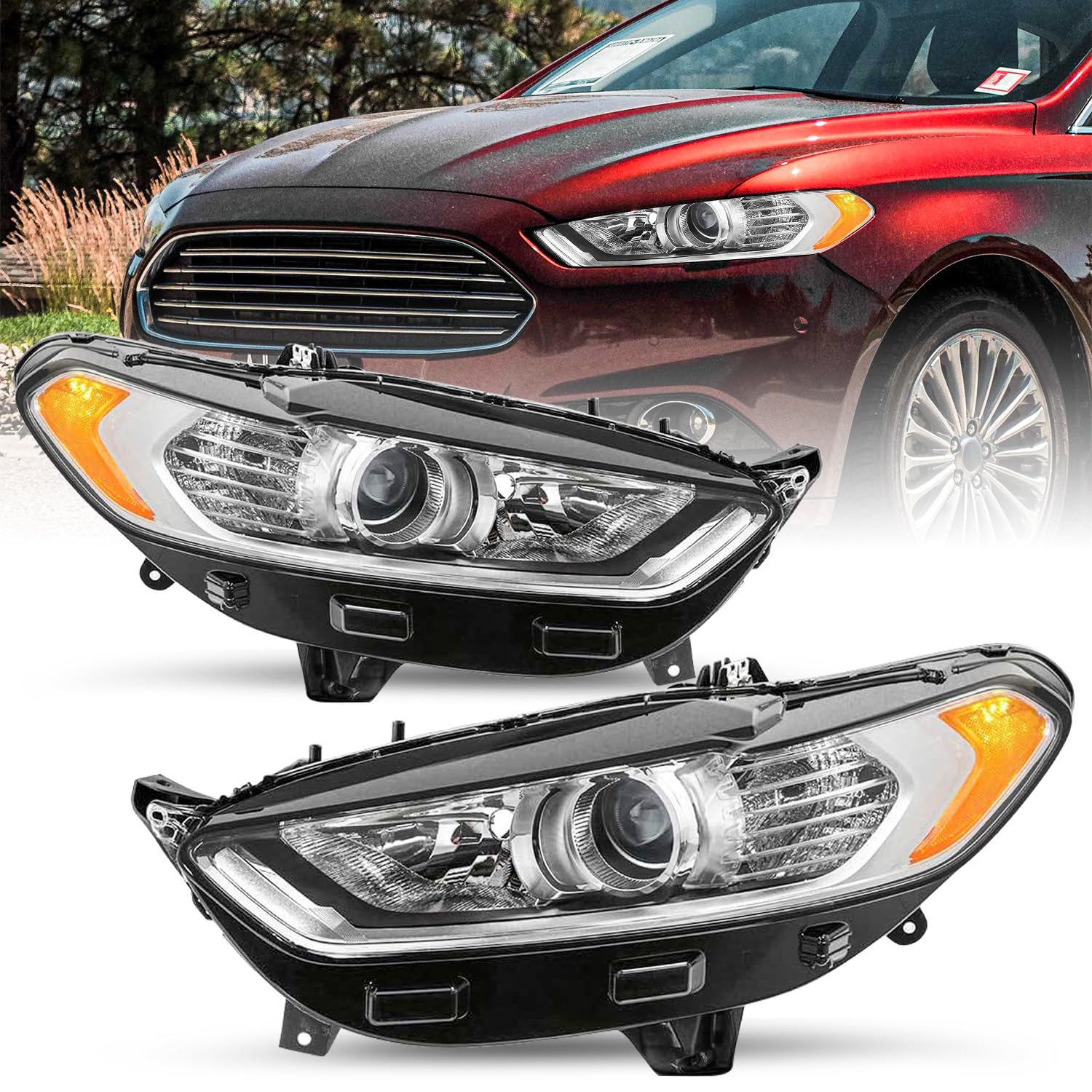 TUSDAR Chrome Housing Amber Reflector Pair