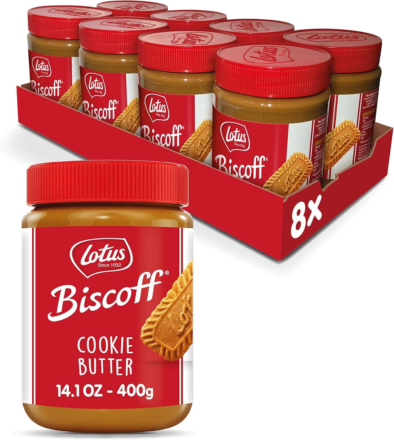 Lotus Biscoff, Cookie Butter Spread, Creamy, Non GMO + Vegan, 14.1 oz
