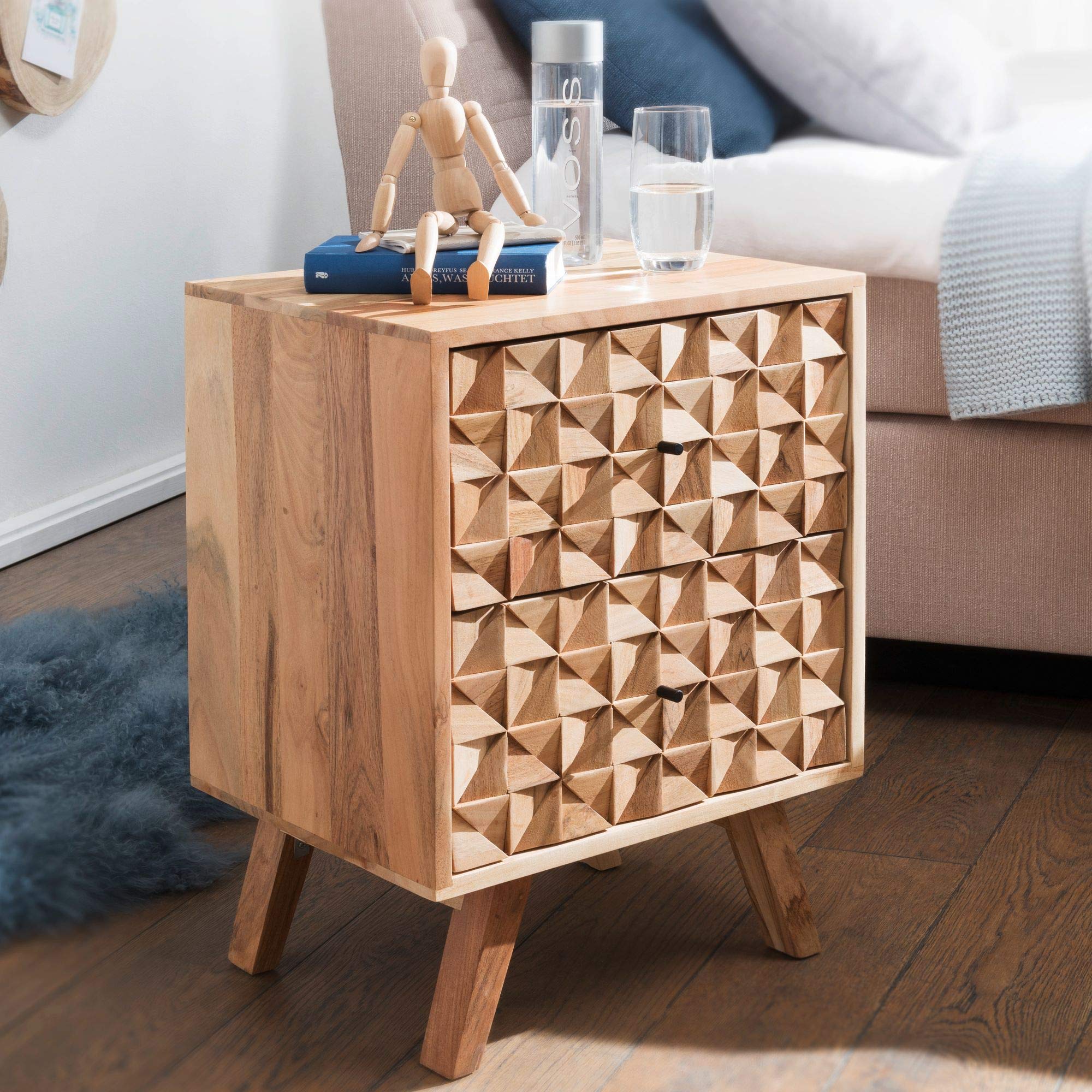 KADIMA Design Nachtkonsole Nachttisch Boxspringbett Nachtkästchen Holz Massiv neu Küche, Haushalt & Wohnen