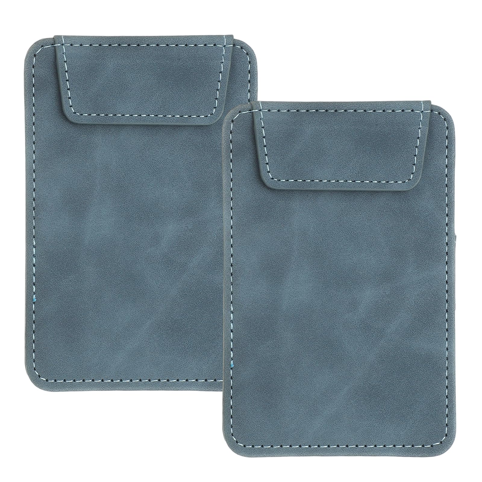 sourcing map 2 Pack Mini Clipboard, 5" x 3" Leather Small with Pen Holder, Mini Size Magnetic Writing Clipboard for Business, Office,Restaurant and Hotel (Blue)