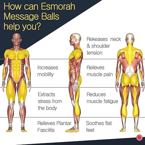 Miniatura 4 de Esmorah Bola de masaje vibratoria vibración de alta intensidad de 4 velocidades rodillo de punto de gatillo para espalda hombro y pies terapia de