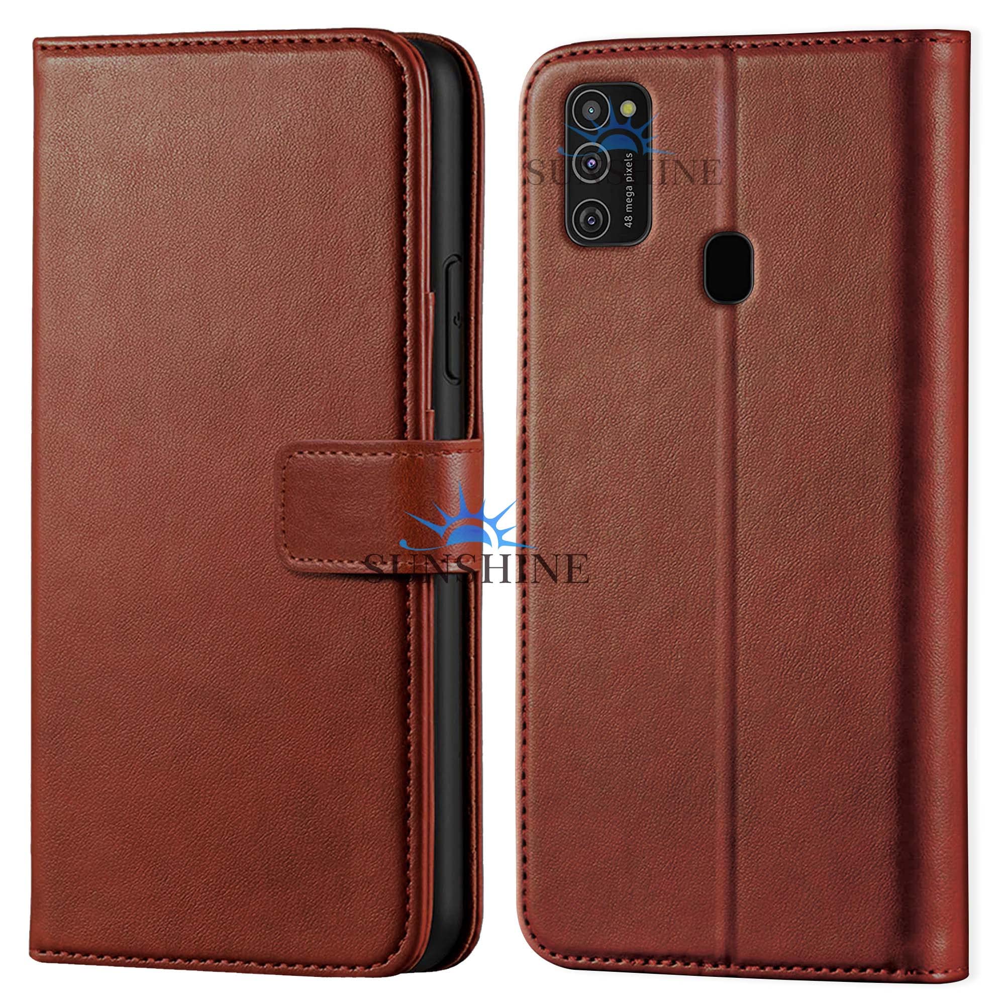 Leather Vintage Shock Proof Flip Case Back Cover for Samsung M21 Sport (Flexible | Leather Finish | Card Pockets Wallet & Stand |Brown)-image-26