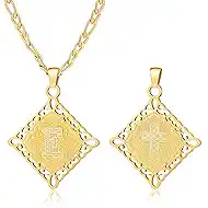 LETFLY Initial Necklaces for Women Men, 18K Gold Plated Letter Cross Pendant Necklace Alphabets A-Z Figaro Chain Jewelry Gifts