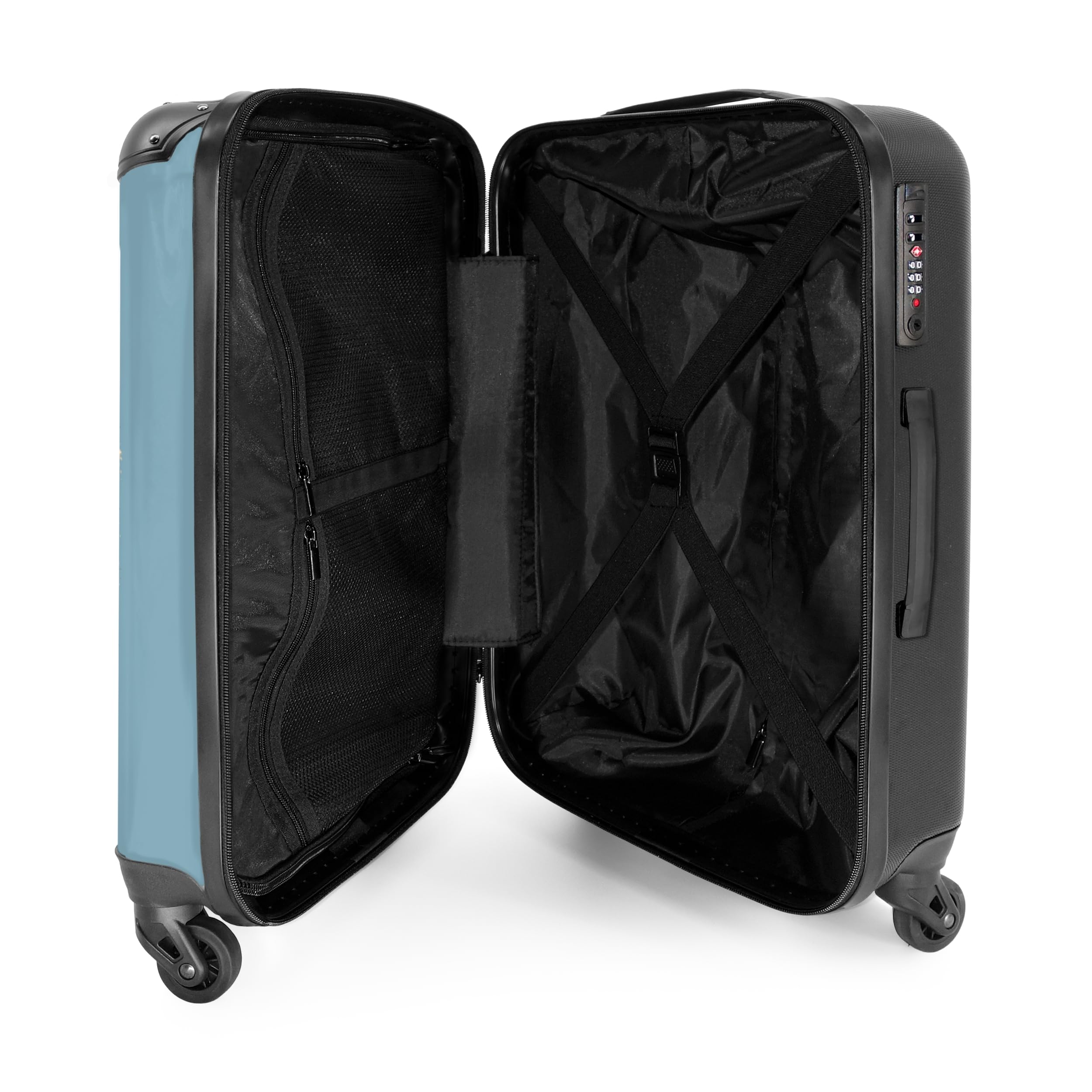 NoBoringSuitcases.com® Koffer Mittelgroß 67x43x25 cm Hartschalenkoffer L Trolley Rollkoffer 4 Rollen Leicht Hartschale Mittel Groß Weltkarte - Ozean - Realistisch - Blau